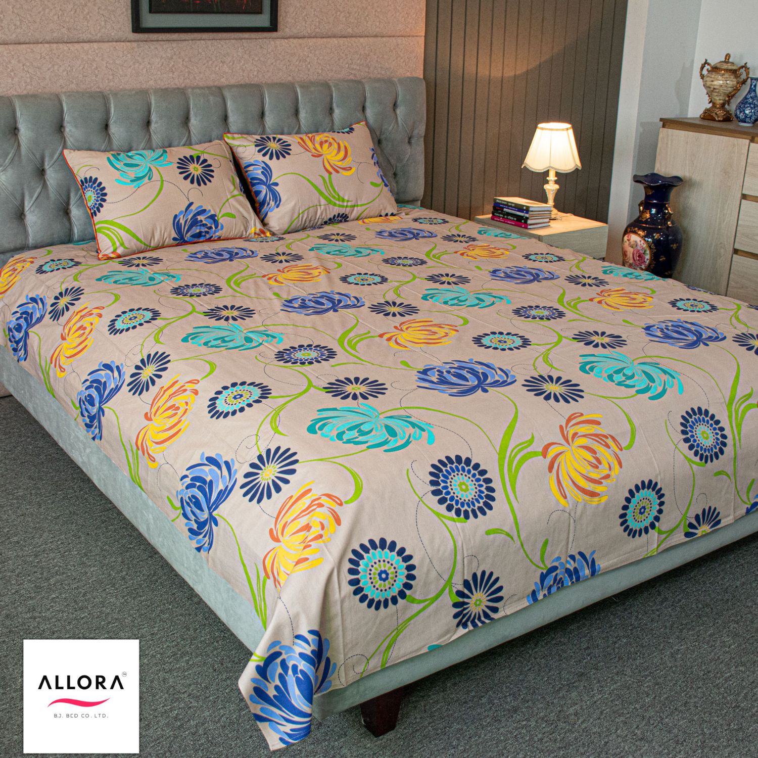 Meadow Dream Print Bedsheet – Vanilla ALLORA BDonline shop bangladeshothoba.com