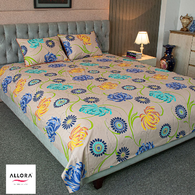 Meadow Dream Print Bedsheet – Vanilla ALLORA BDonline shop bangladeshothoba.com