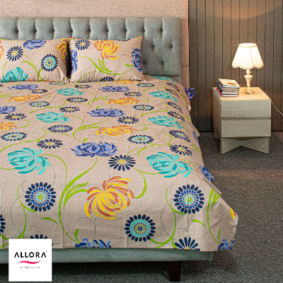 Meadow Dream Print Bedsheet – Vanilla ALLORA BDonline shop bangladeshothoba.com