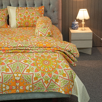 Alpana Print Comforter Bedding Set – Orange (5Pcs)