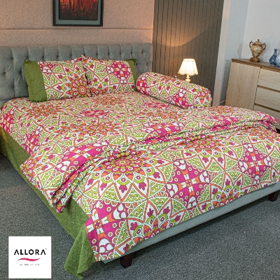 Alpana Print Comforter Bedding Set – Magenta (5Pcs)