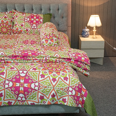 Alpana Print Comforter Bedding Set – Magenta (5Pcs)