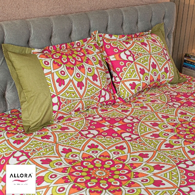 Alpana Print Comforter Bedding Set – Magenta (5Pcs)