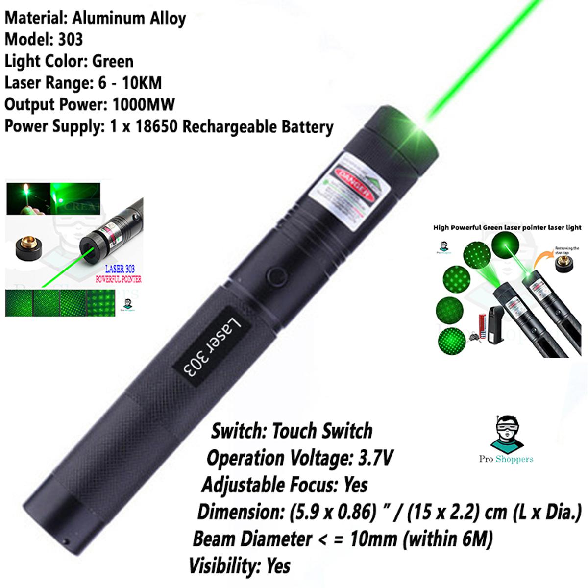 Picture of Laser Pointer Light Rechargeable Green Adjustable Burn Match Light goes up to the plane
