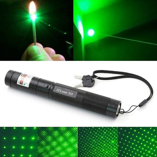 Picture of Laser Pointer Light Rechargeable Green Adjustable Burn Match Light goes up to the plane