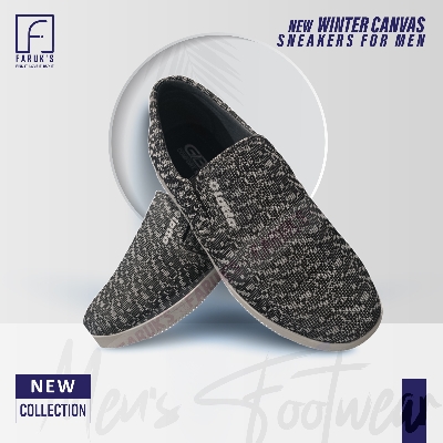 Picture of FARUK'S Stylish Ash Color Winter Canvas Sneakers for Men