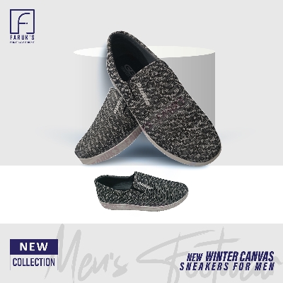 Picture of FARUK'S Stylish Ash Color Winter Canvas Sneakers for Men