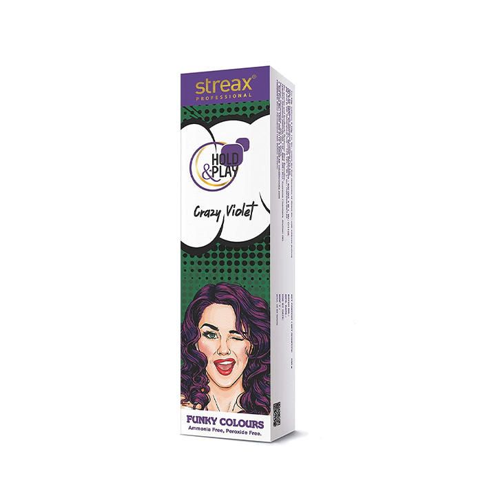 Picture of Streax Professional Hold and Play Funky Hair Colour Crazy Violet (100gm)
