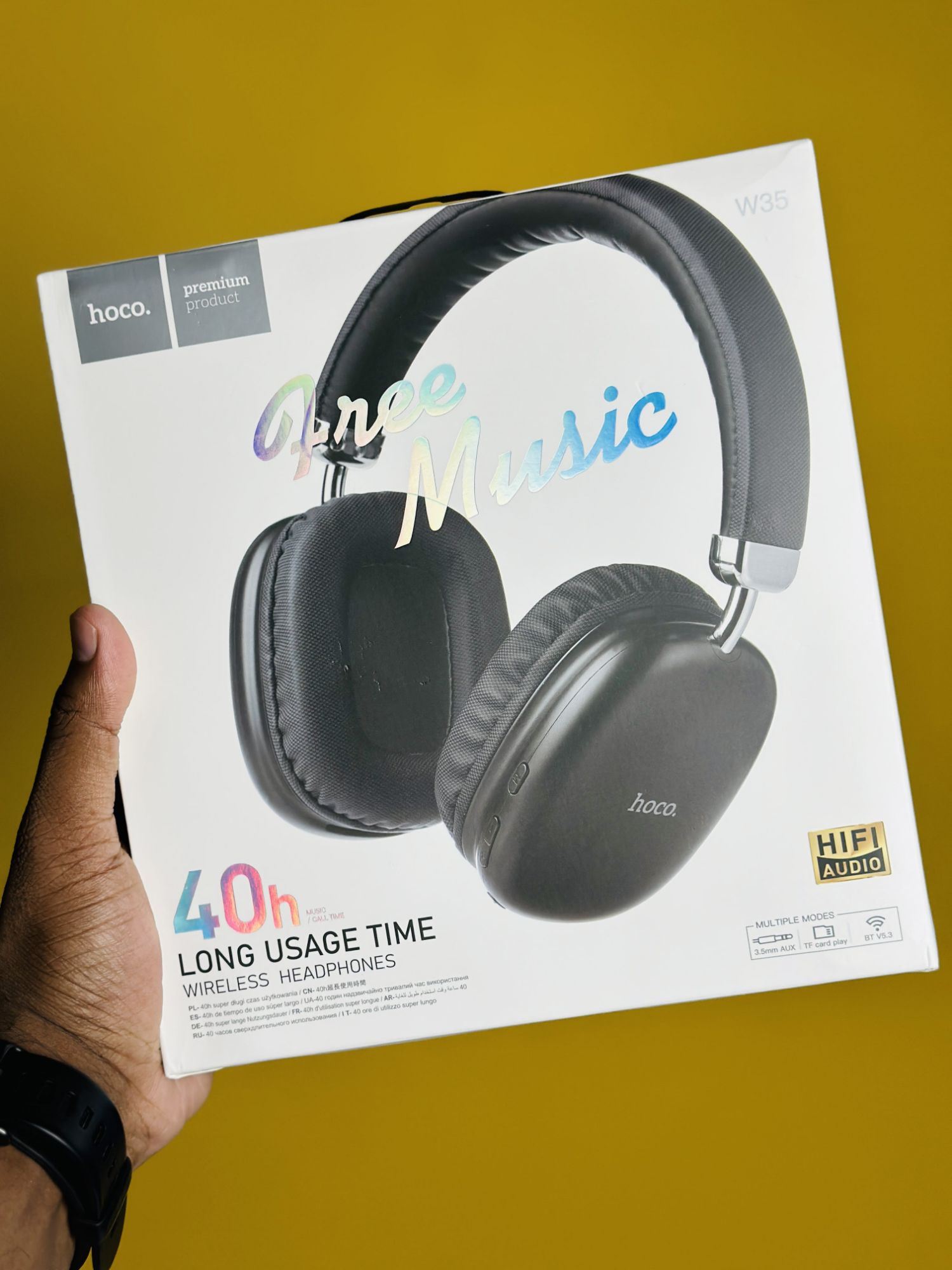 Picture of Hoco W35 Wireless Headphone- Black Color \ No product will be return after The Seal is broken