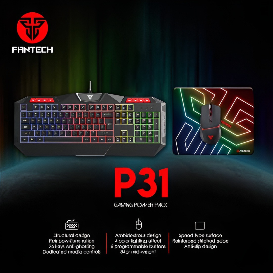 Picture of Fantech P31 Keyboard, Mouse & Mousepad 3 In 1 Gaming Combo \ No product will be return after The Seal is broken