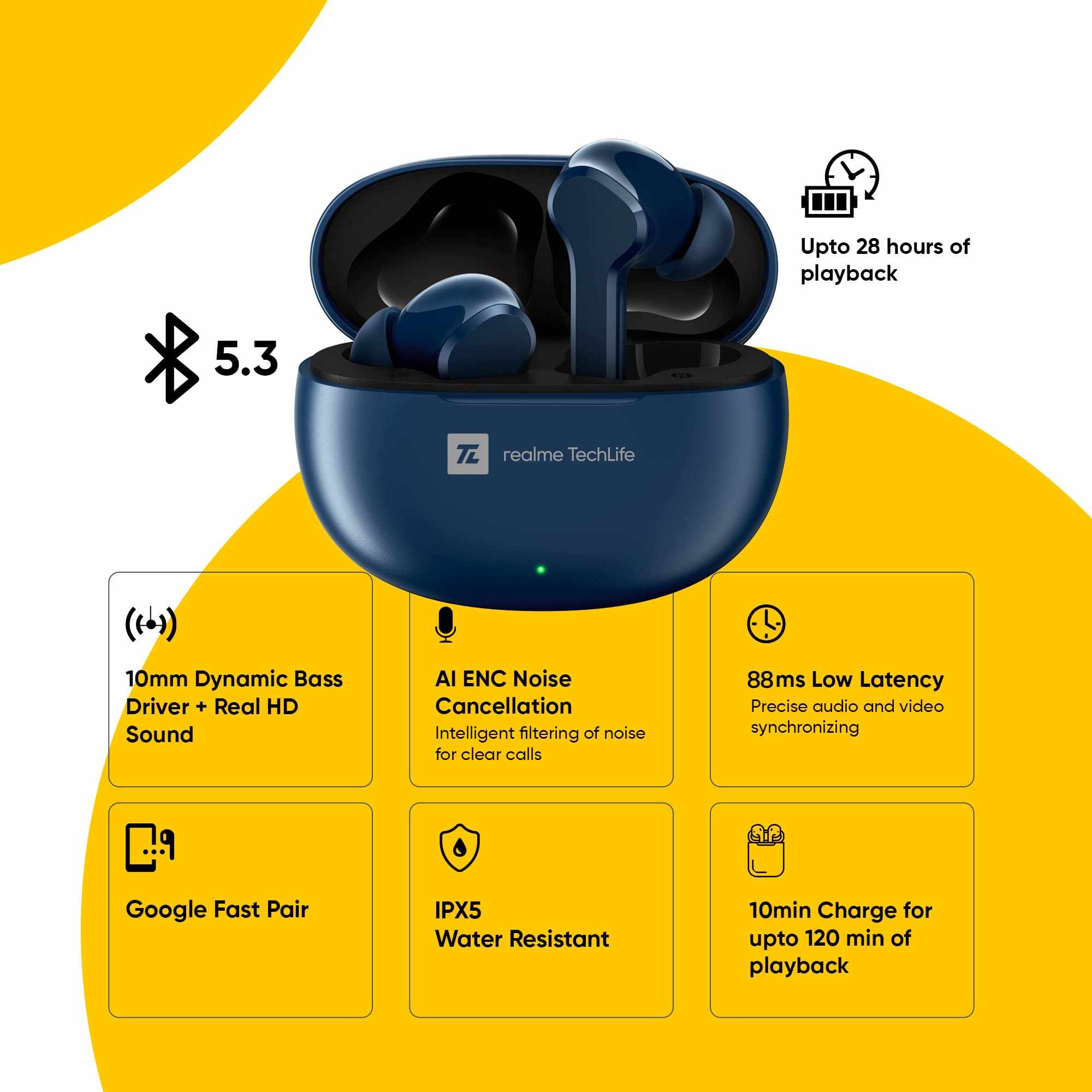 Picture of Realme TechLife Buds T100 True Wireless Earbuds \ No product will be return after The Seal is broken