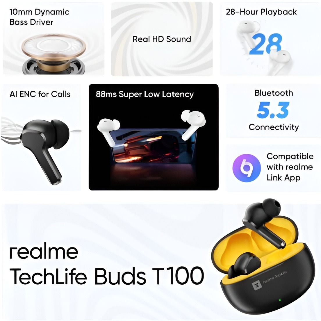 Picture of Realme TechLife Buds T100 True Wireless Earbuds \ No product will be return after The Seal is broken