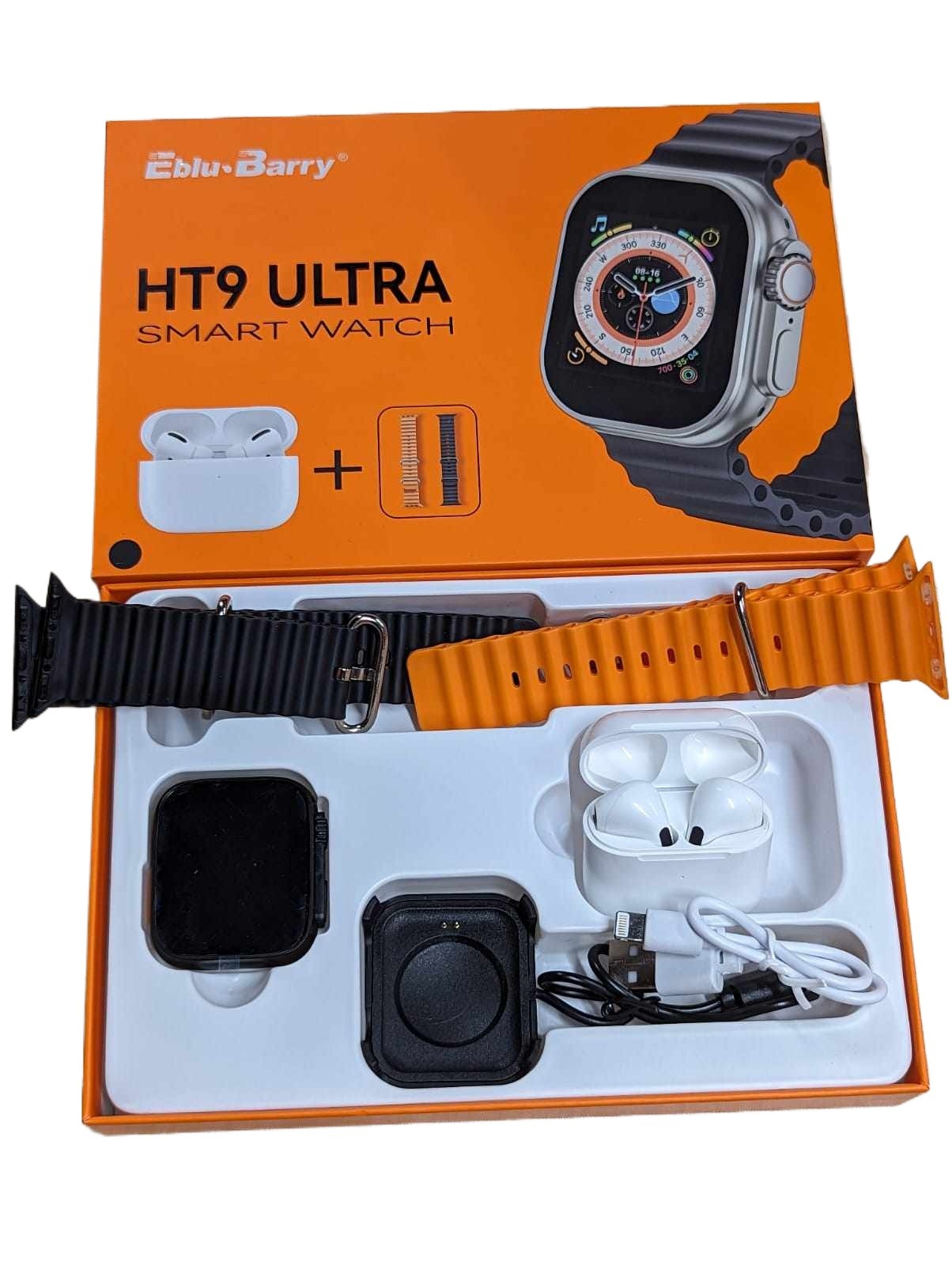 Picture of HT9 Ultra Smart Watch + TWS Combo With Double Strap\No product will be return after The Seal is broken