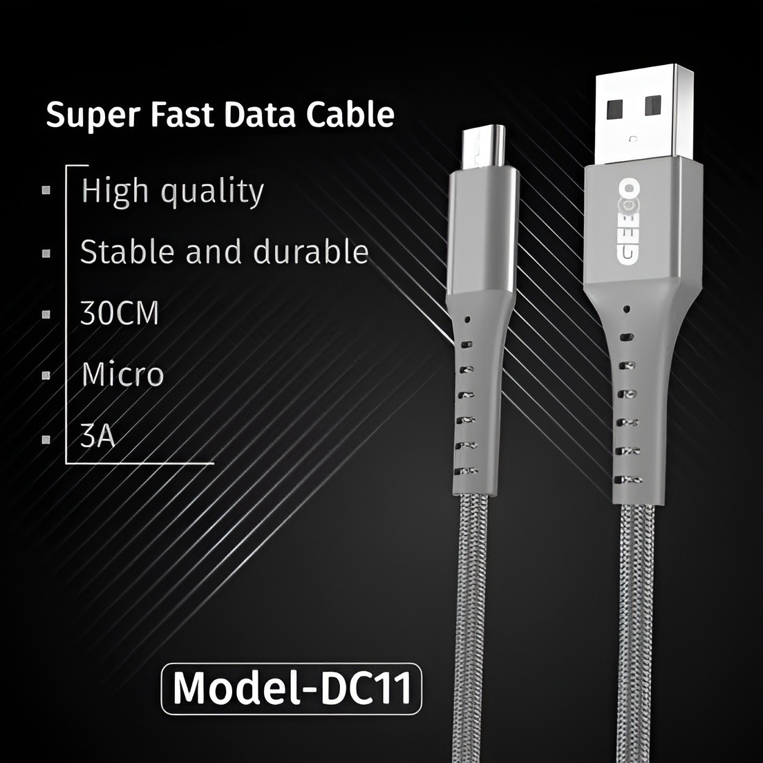 Picture of Geeoo DC-11 3A Micro USB Short Cable 30cm