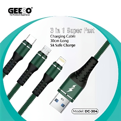 Picture of Geeoo DC-304 3-In-1 5A Short Charging Cable 30cm