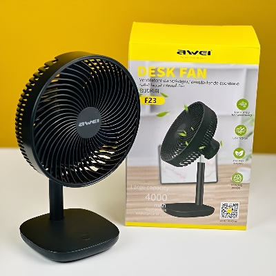 Picture of Awei F23 Portable USB Rechargeable Desk Fan (4000mAh)- Black Color