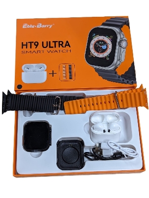 Picture of HT9 Ultra Smart Watch + TWS Combo With Double Strap- Black Color