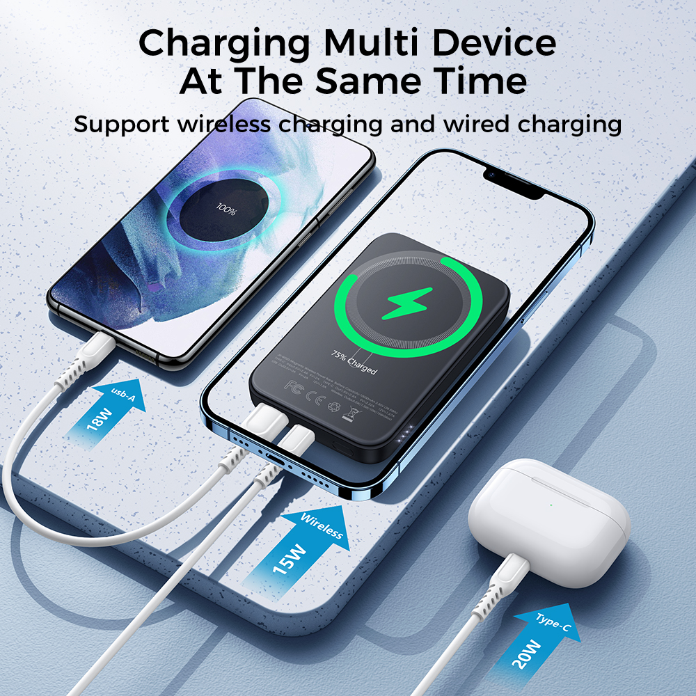 Picture of Joyroom JR-W020 20W Magnetic Wireless Charging 10000mAh Power Bank-White Color