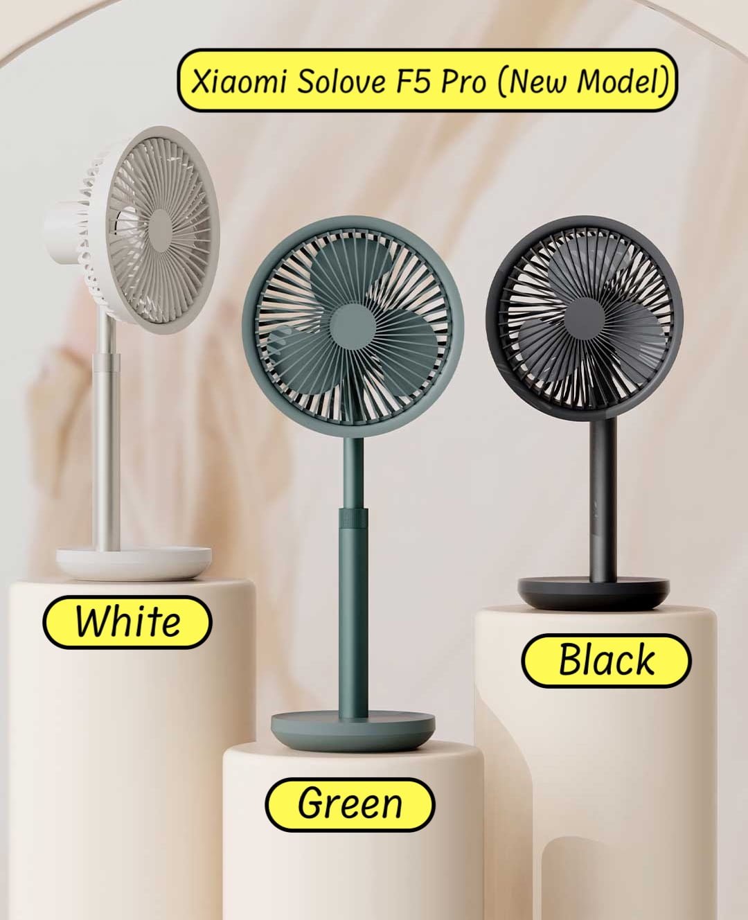 Picture of Xiaomi SOLOVE F5 Pro Rechargeable Fan 4000mAh With Swing & Extendable- Green Color