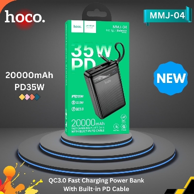 Picture of Hoco MMJ-04 20000mAh 35W PD Fast Charging Power Bank with Built-in Type-C Cable