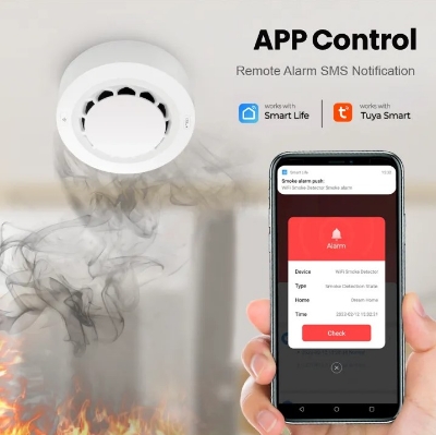 Picture of Tuya WiFi Smart Smoke Alarm Detector Fire Protection 90db Smokehouse Combination Fire Alarm Home Security System