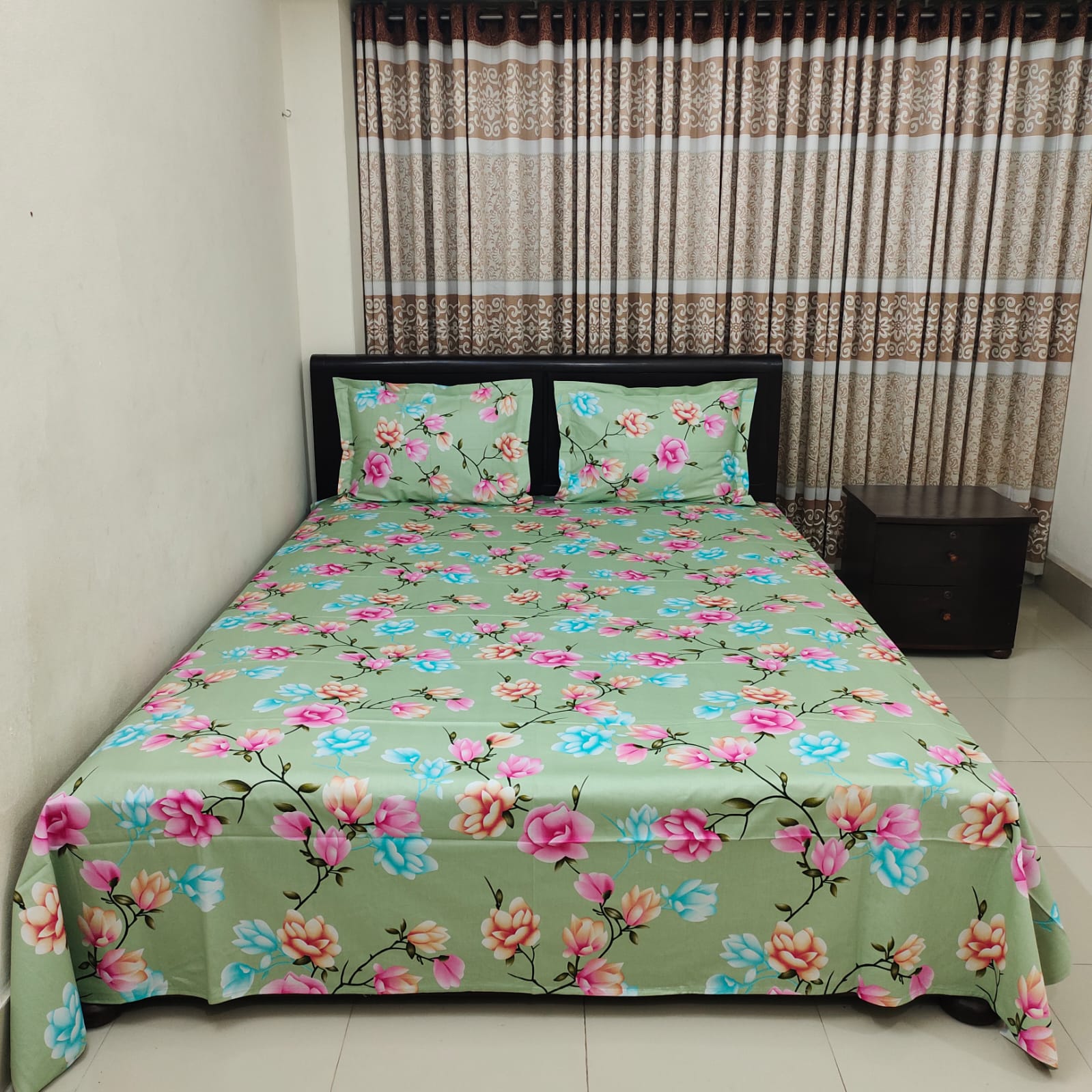 Picture of Luxury Twill Cotton Bedsheet – King Size – Green Lota