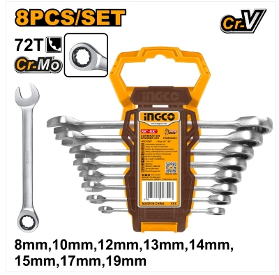 Picture of INGCO Ratchet COMBINATION SPANNER SET- 8pcs HKSPAR1082