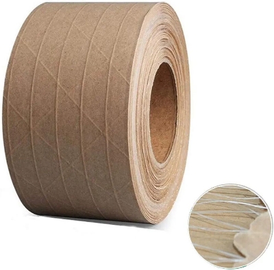 Picture of Reinforced Gummed Kraft Paper Tape, Water Activated Tape, 50 yds Length x 2.5" Width, Brown Carton Box Packing,Sealing Fiberglass Eco-Friendly and Recyclable Tape, (2 Inches x 150 Feet)