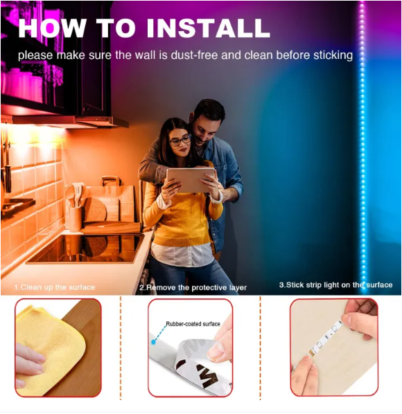 Picture of LED Light Strip RGB 5050 Set tape Color Changing LED Strip with Remote for Home Lighting