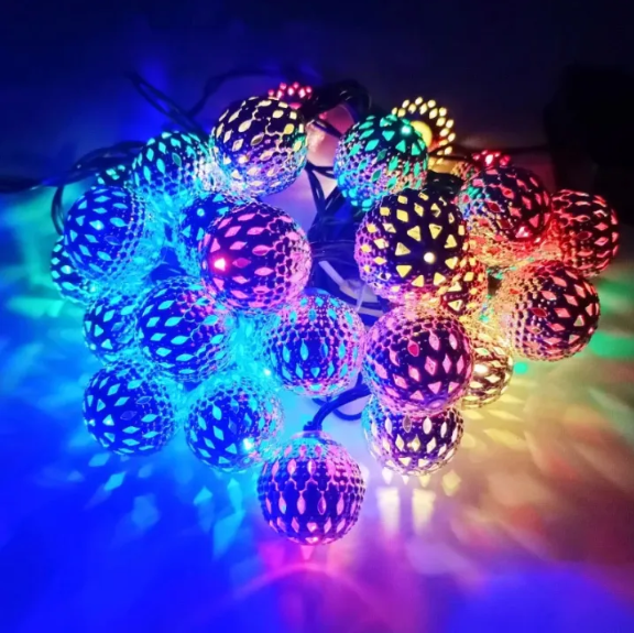 Picture of Golden Metal Ball Fairy Light, Metal Ball String Light - Fairy lights 20pcs string lights Party Wedding Decoration - Room Decoration Light - Room Decoration Light - Room Decoration Light - Fairy Lights