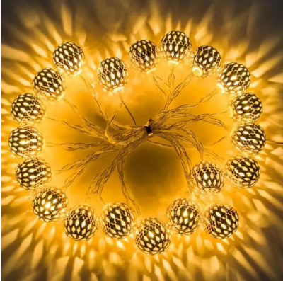 Picture of Golden Metal Ball Fairy Light, Metal Ball String Light - Fairy lights 20pcs string lights Party Wedding Decoration - Room Decoration Light - Room Decoration Light - Room Decoration Light - Fairy Lights