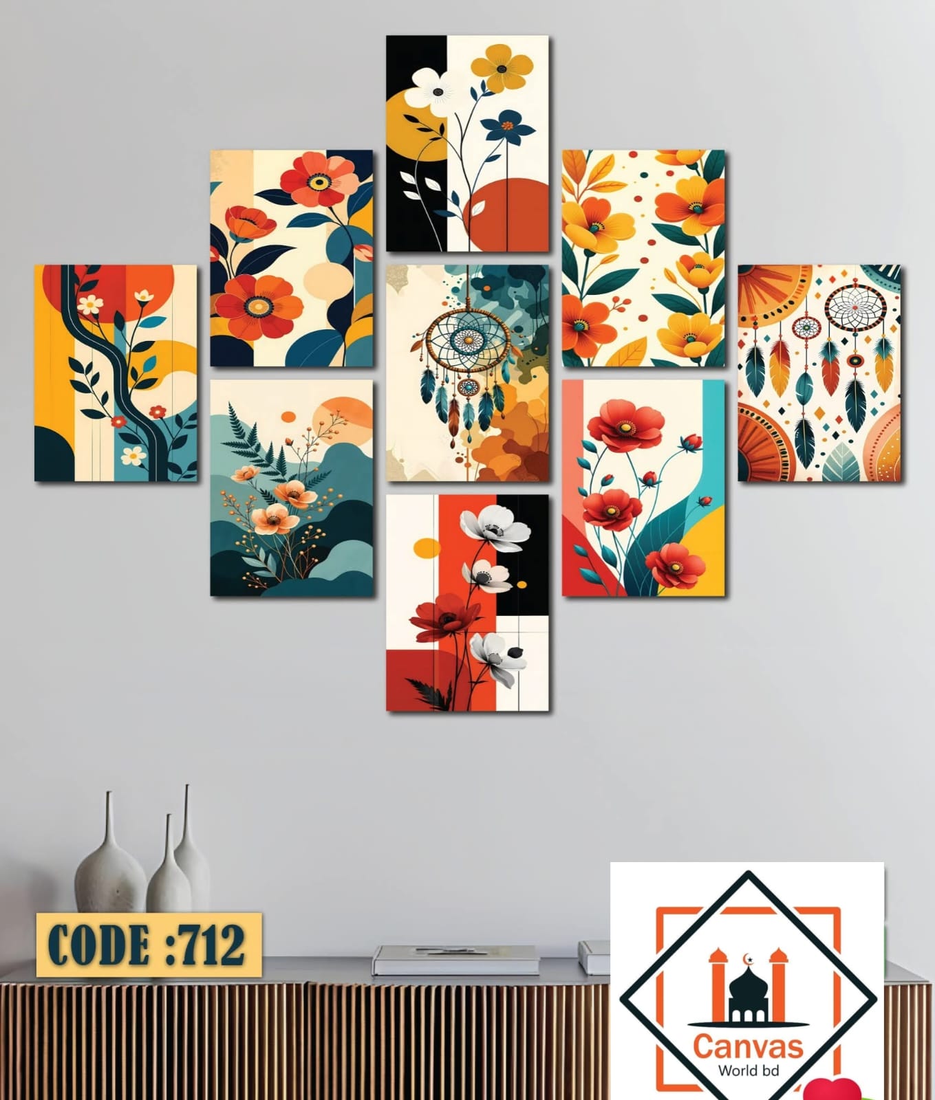 Picture of 9-Piece Unique Design Wallmate Home Decoration PVC Poster Combo Set