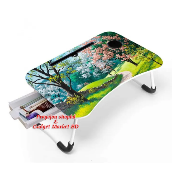 Picture of Multi-Function Folding Waterproof Printing Laptop Desk with drawar