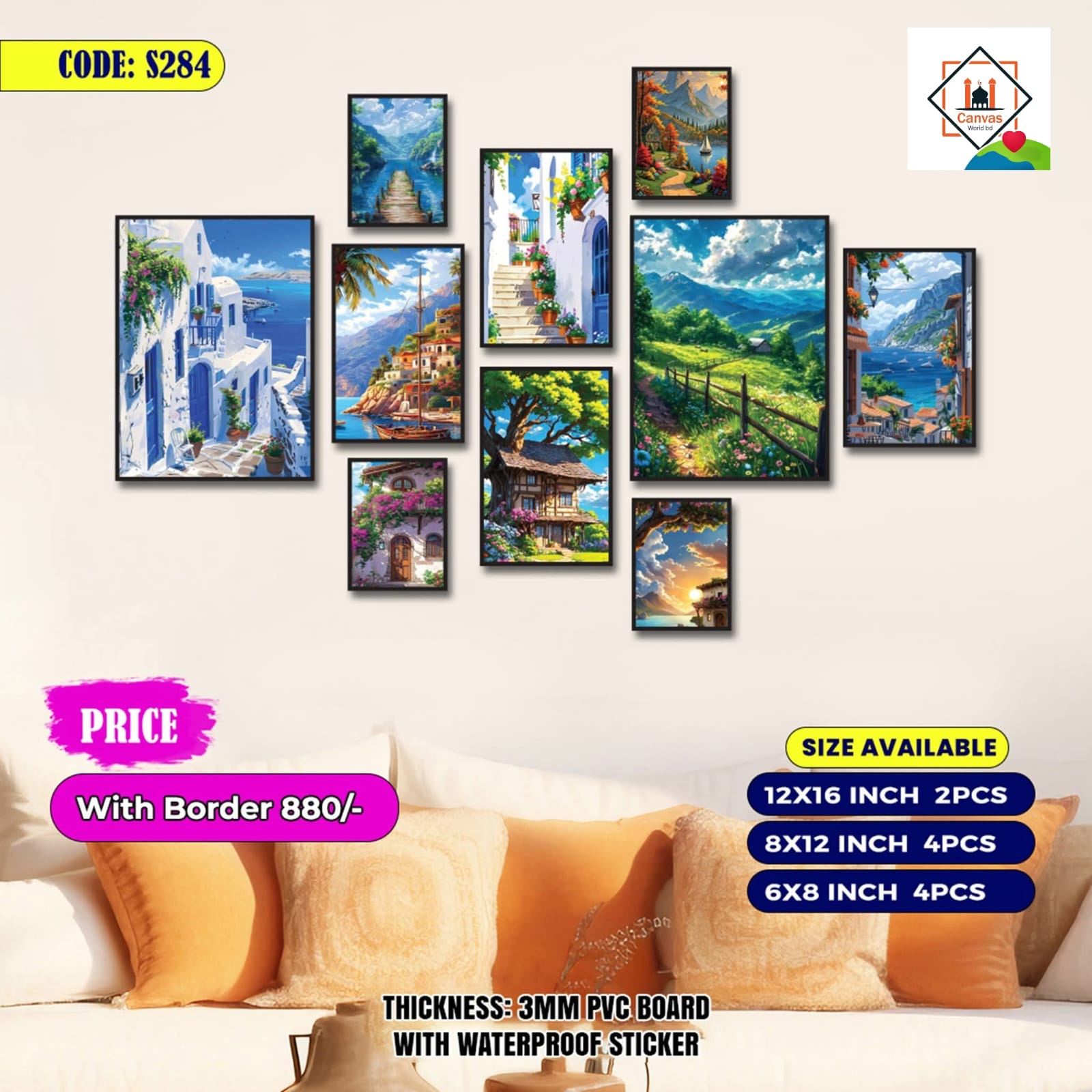 Picture of Premium PVC & HD Sticker Wallmate Set – 10pcs Combo