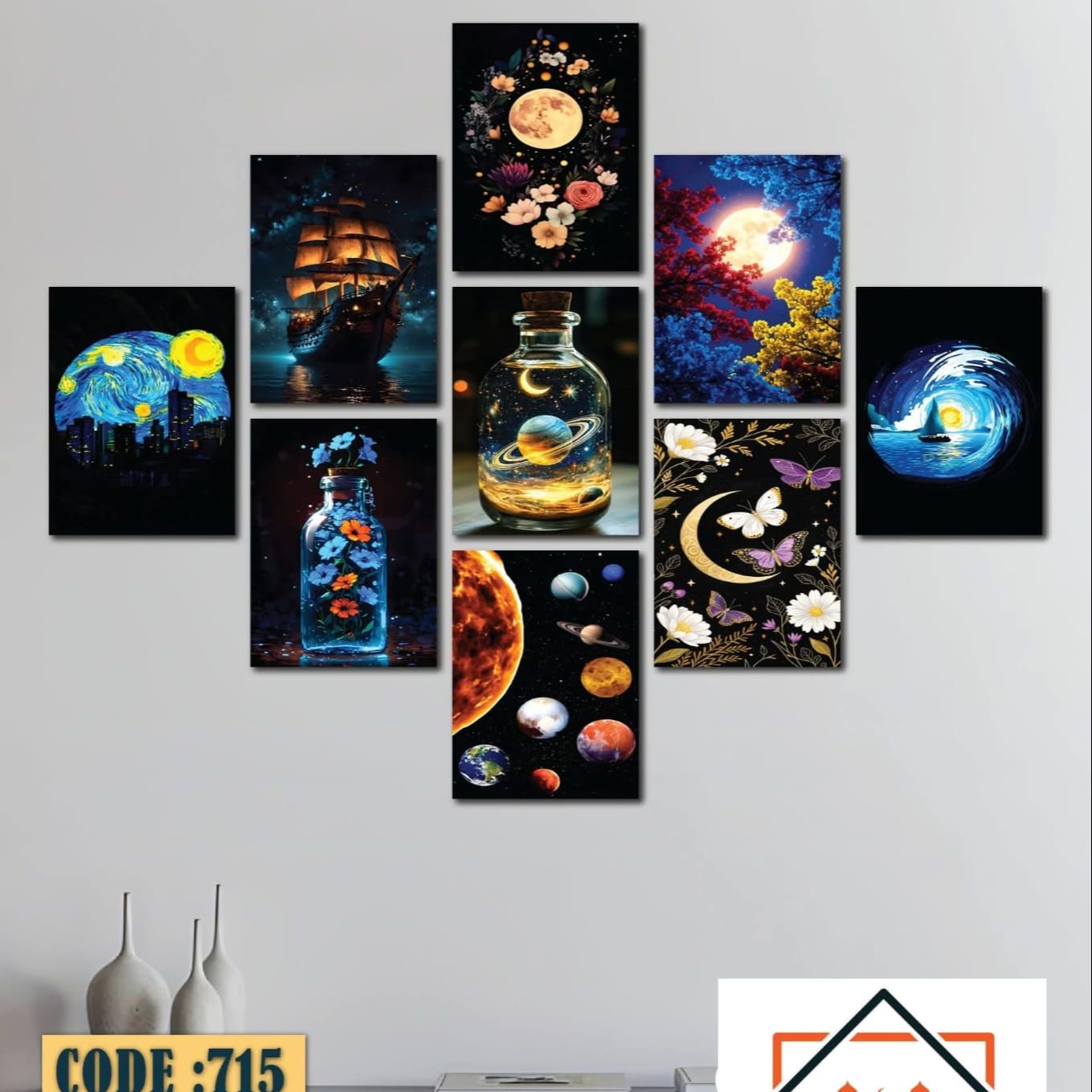 Picture of 9-Piece Unique Design Wallmate Home Decoration PVC Poster Combo Set