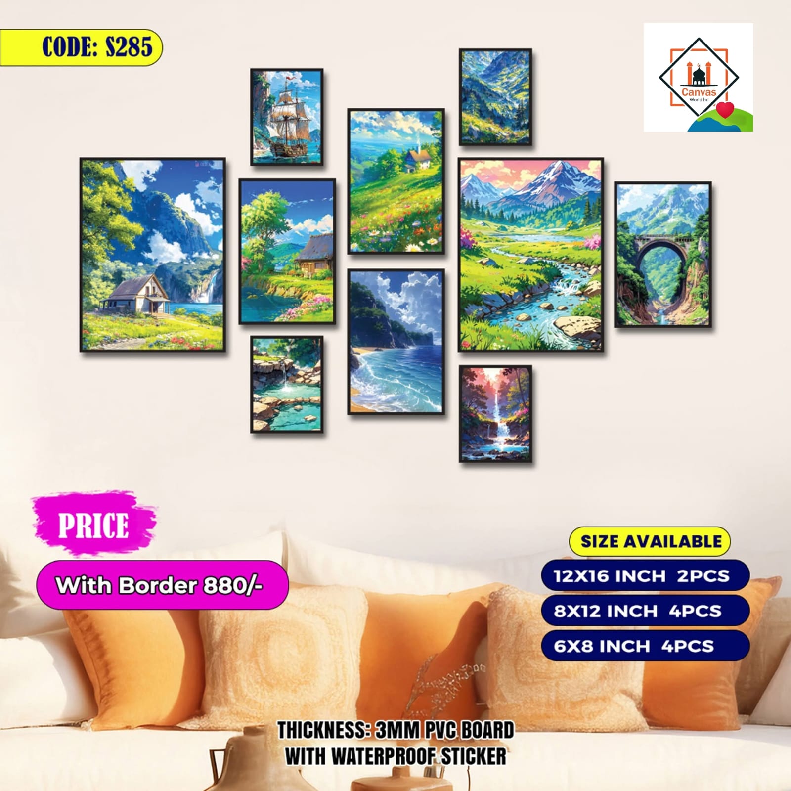 Picture of Premium PVC & HD Sticker Wallmate Set – 10pcs Combo