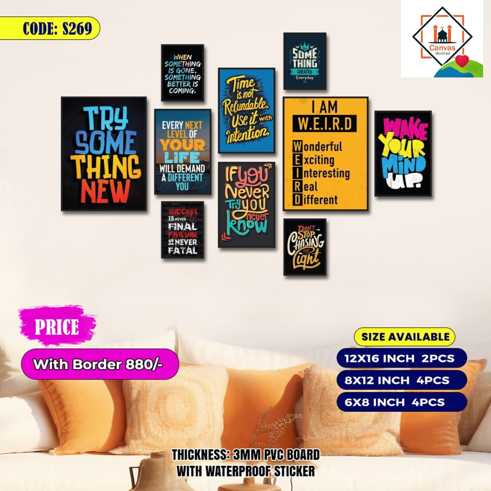 Picture of 10pcs Unique Design Wallmate Combo Set – Perfect for Home & Office Wall Decoration