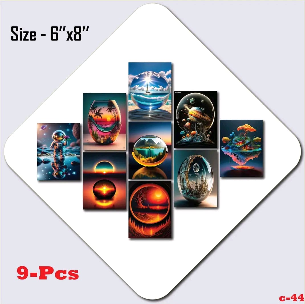 Picture of 9pcs Unique Design Wallmate Combo Set – Perfect for Home & Office Wall Decoration