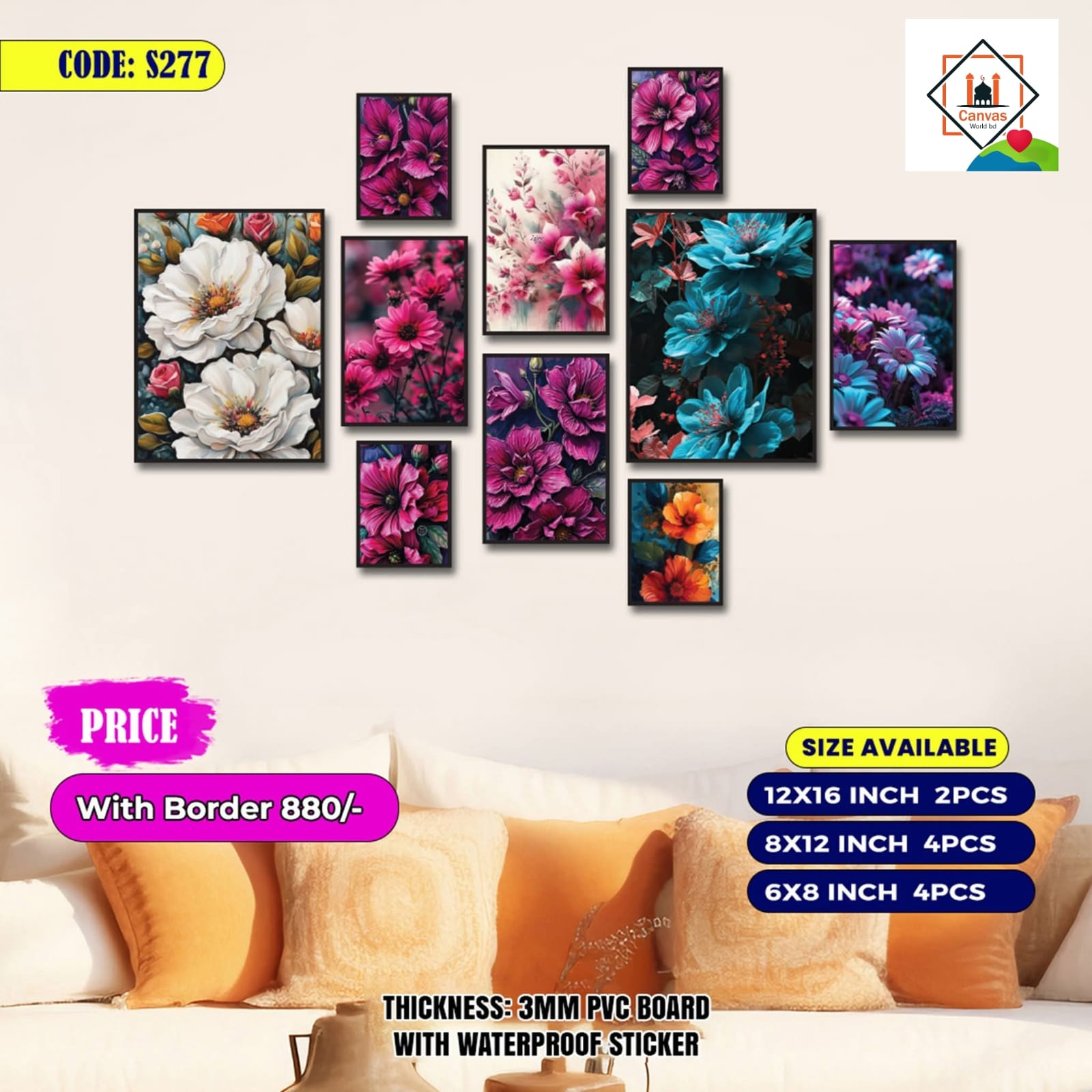 Picture of 10pcs Unique Design Wallmate Combo Set – Perfect for Home & Office Wall Decoration