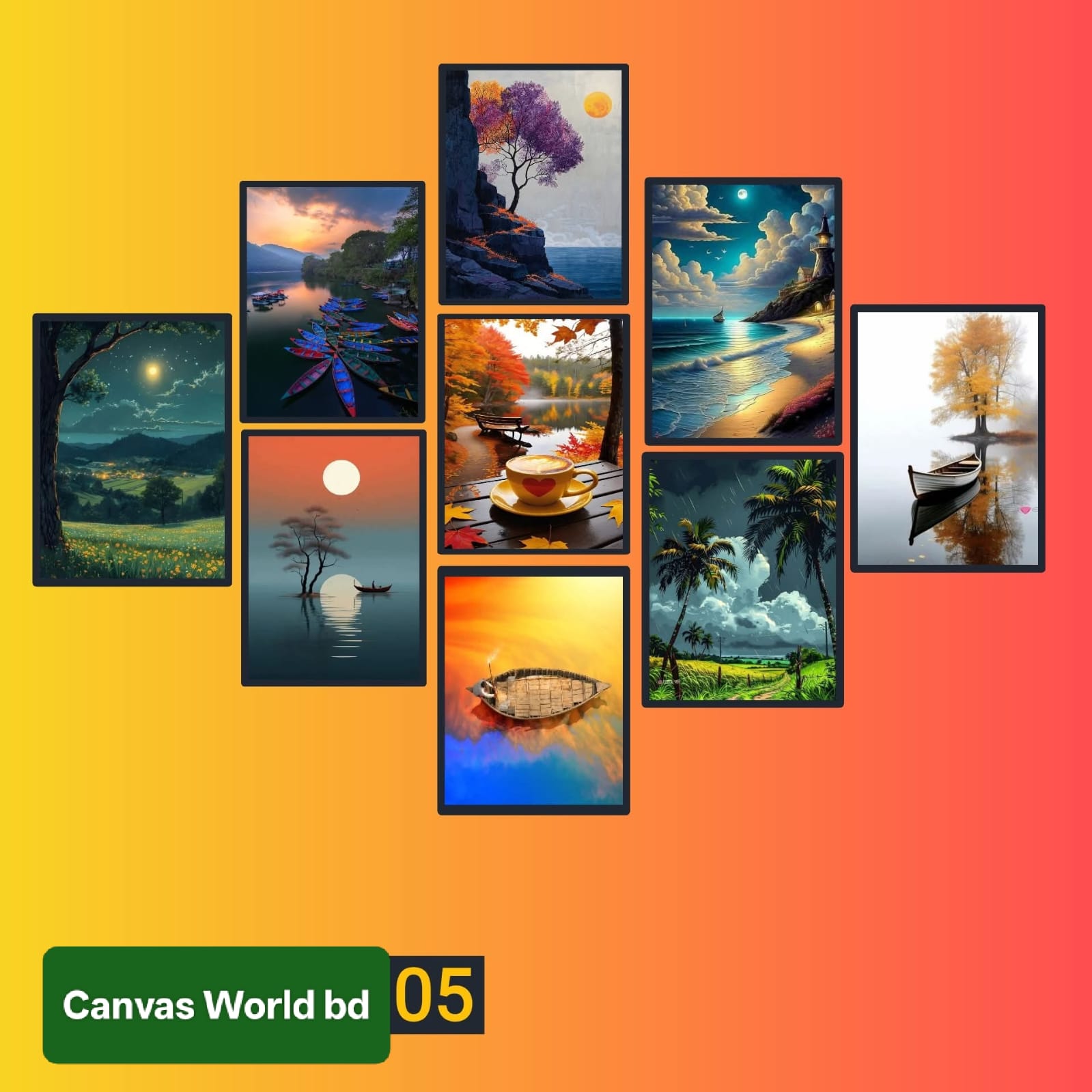 Picture of 9pcs Unique Design Wallmate Combo Set – Perfect for Home & Office Wall Decoration