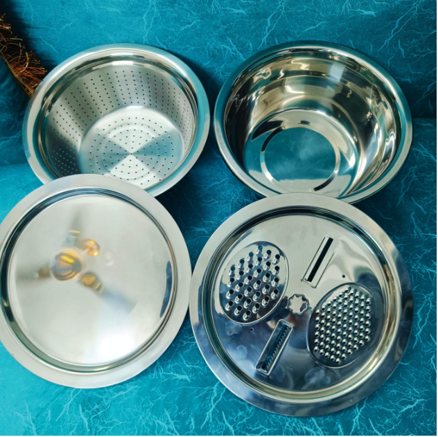 Picture of 4 in 1 Multifunctional Stainless Steel Basin with Vegetable Cutter & Drain Basket
