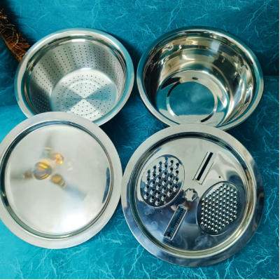 Picture of 4 in 1 Multifunctional Stainless Steel Basin with Vegetable Cutter & Drain Basket