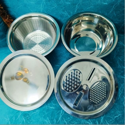 Picture of 4 in 1 Multifunctional Stainless Steel Basin with Vegetable Cutter & Drain Basket