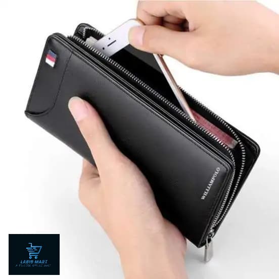 Picture of WILLIAMPOLO Men’s Long Zipper Clutch Wallet – Premium Soft Leather Business Handbag