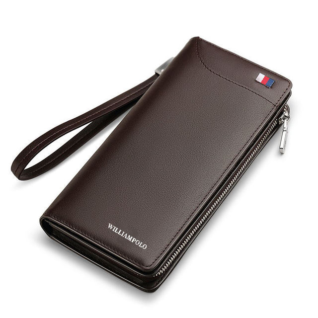 Picture of WILLIAMPOLO Men’s Long Zipper Clutch Wallet – Premium Soft Leather Business Handbag