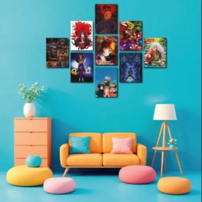 Picture of 🎨 9-Pcs Anime Combo Wall Poster Set – Stylish Home Decoration