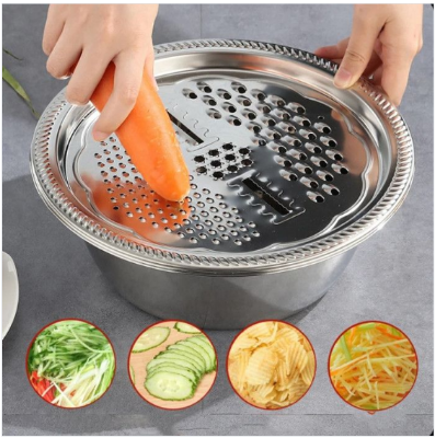 Picture of 3-in-1 Multifunctional Stainless Steel Basin with Vegetable Cutter & Drain Basket