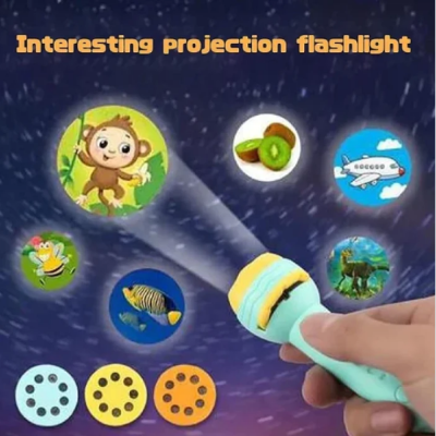 Picture of ✨ Mini Projector Torch – Kids Flashlight Story Book | Educational Light-up Toy | Preschool Fairy Tale Projection Lamp | Baby Sleep Light & Gift