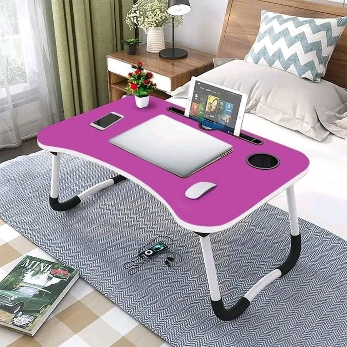 Picture of Folding Laptop Stand Holder Desk with Slot Portable Study Table Foldable Computer Desk Large School Dormitory Bed Table-3