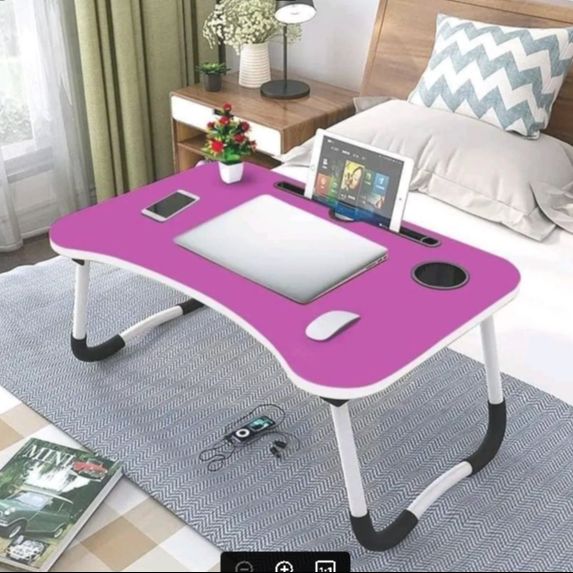 Picture of Folding Laptop Stand Holder Desk with Slot Portable Study Table Foldable Computer Desk Large School Dormitory Bed Table-3